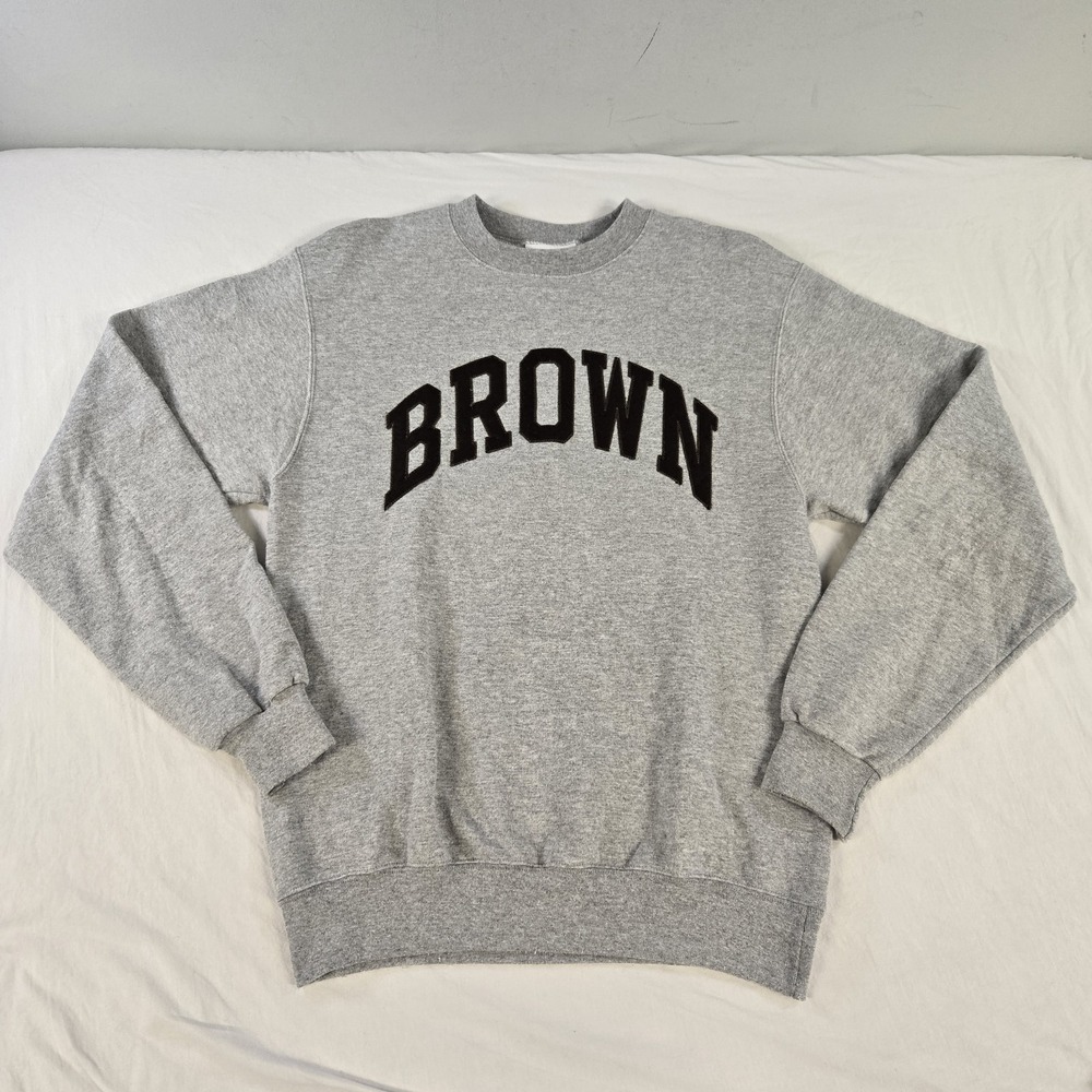 Champion Brown University Sweatshirt Mens Small Gray Pullover Embroidered